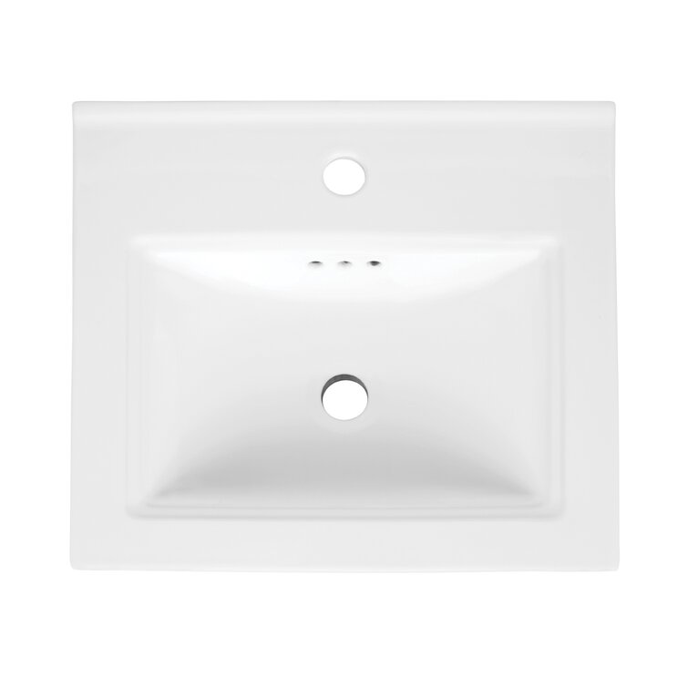 Ronbow Verge Ceramic Rectangular Drop In Bathroom Sink With Overflow